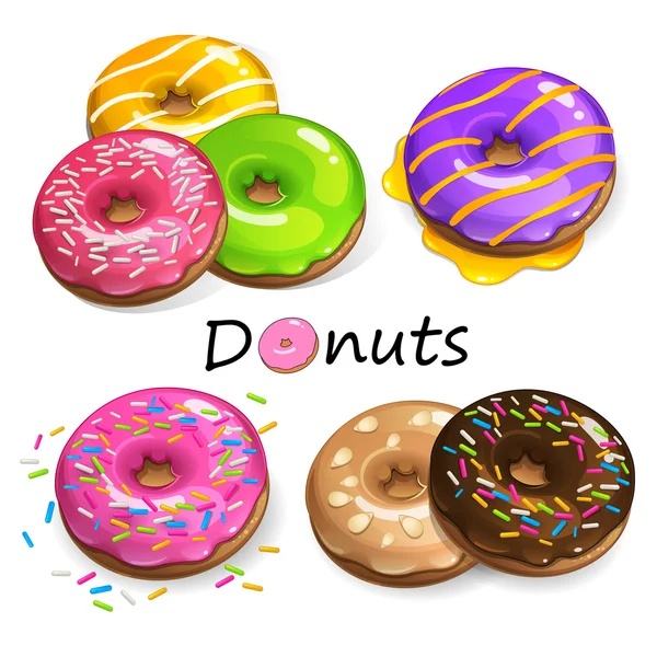 Kleur donuts met poeder 2 — Stockvector