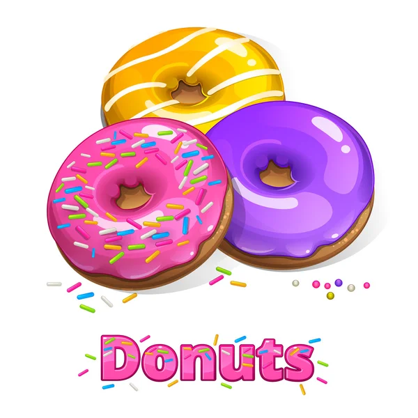 Donuts de cor com pó — Vetor de Stock