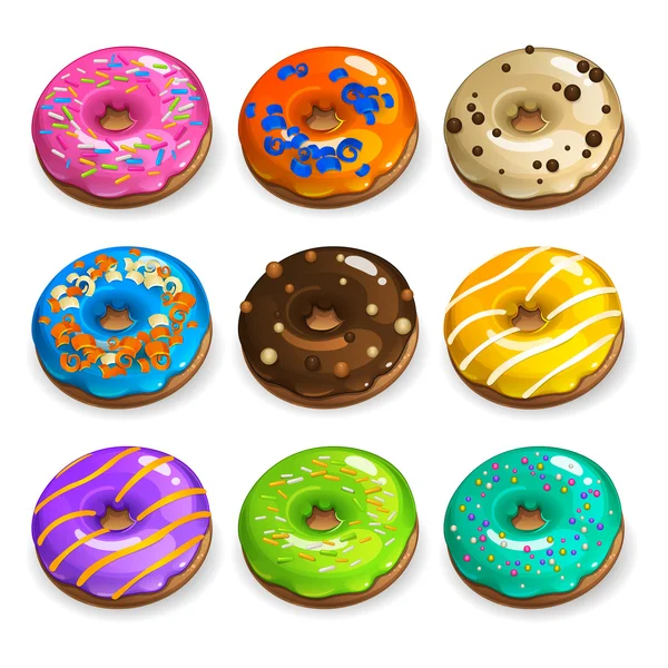 Farbe Donuts Set 2 — Stockvektor