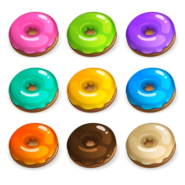 Farb-Donuts Set — Stockvektor