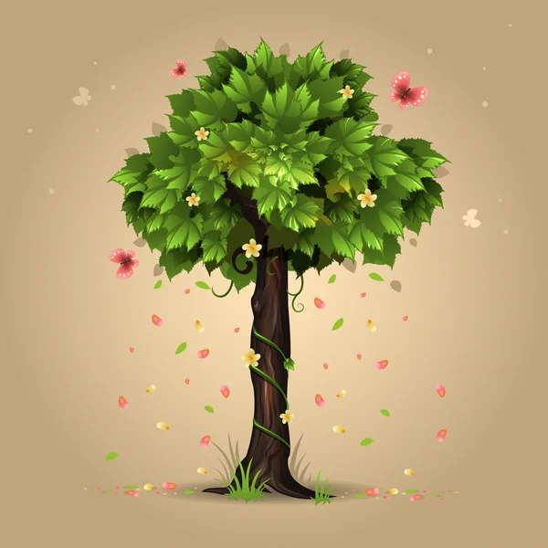Árbol floreciente — Vector de stock