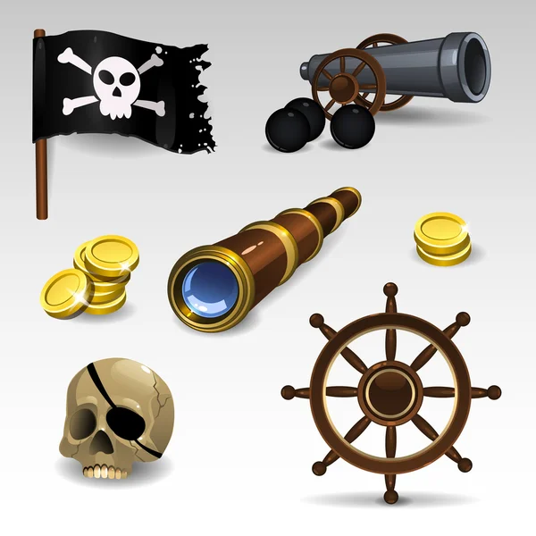 Conjunto de piratas — Vetor de Stock