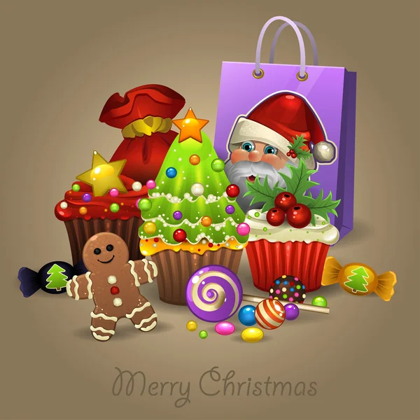 クリスマスのお菓子とプレゼント — ストックベクタ