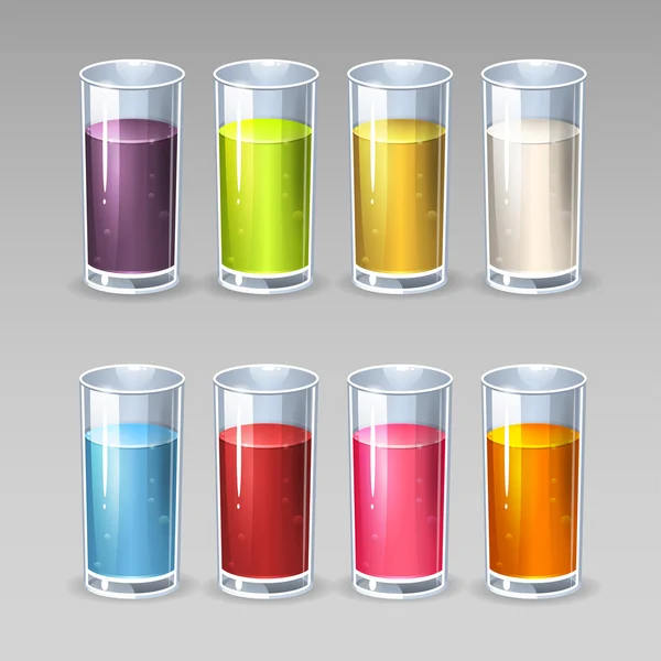 Verres à jus colorés — Image vectorielle