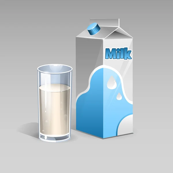 Milchpackung und Glas — Stockvektor