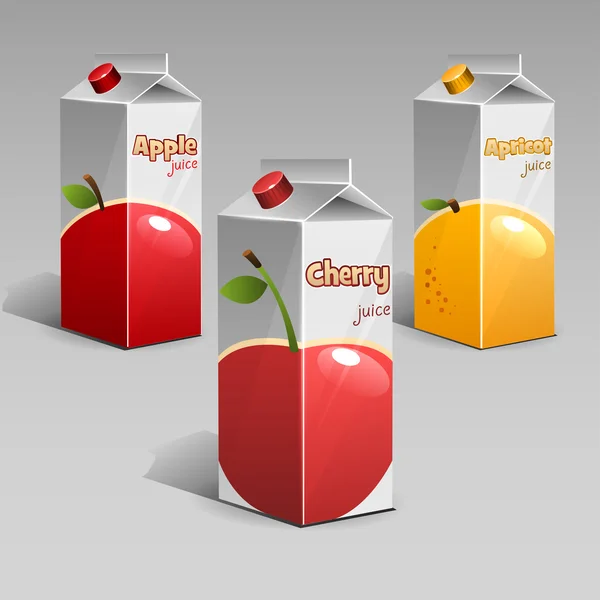 Apple, cherry and apricot packages Stock Vector