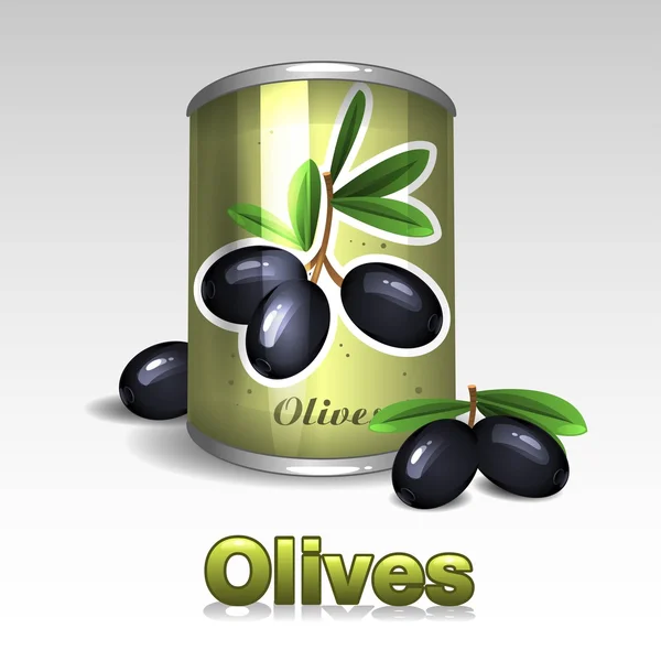 Bank with black olives — Stock Vector