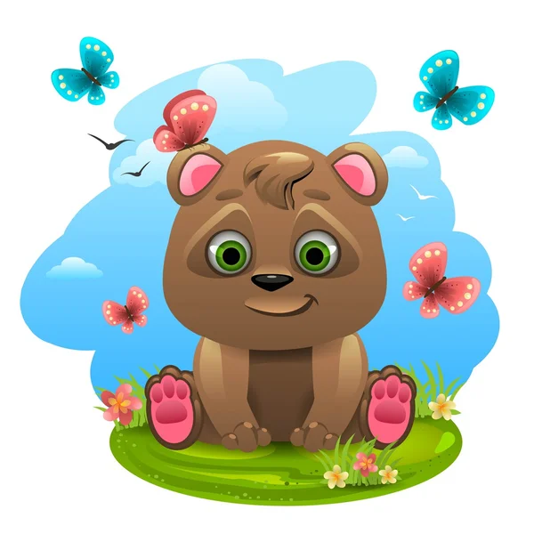 Dibujos animados oso marrón — Vector de stock