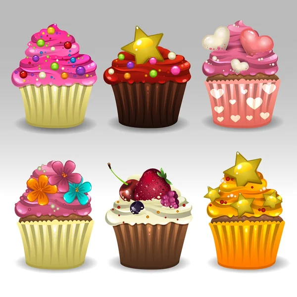 Cupcakes set 3 — Stock Vector