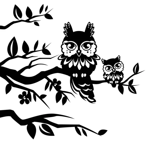 Silhouettes of owls — Stock Vector