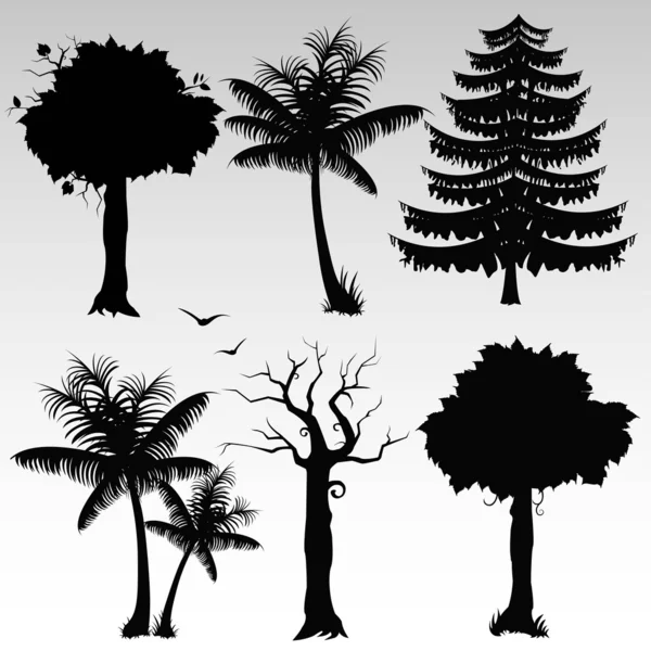 Silhouetten van de bomen — Stockvector