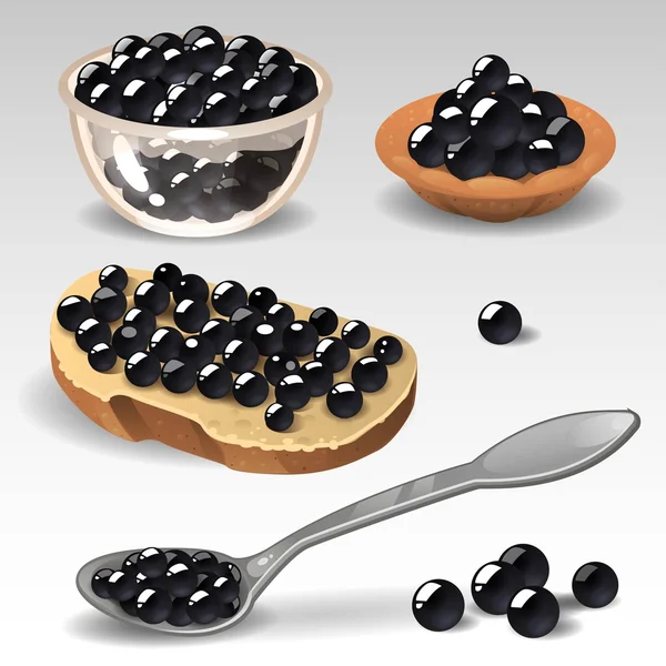 Caviar preto — Vetor de Stock