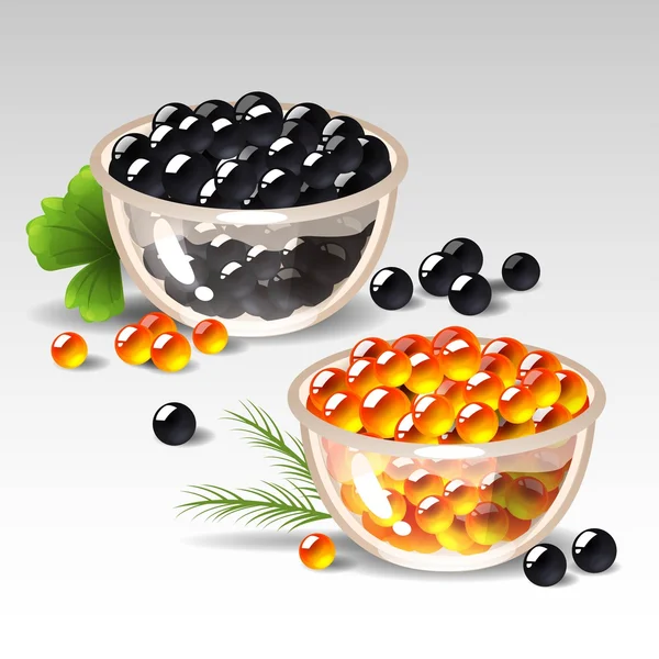 Placas com caviar — Vetor de Stock