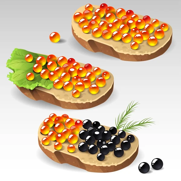 Sandwiches with caviar — Stock Vector