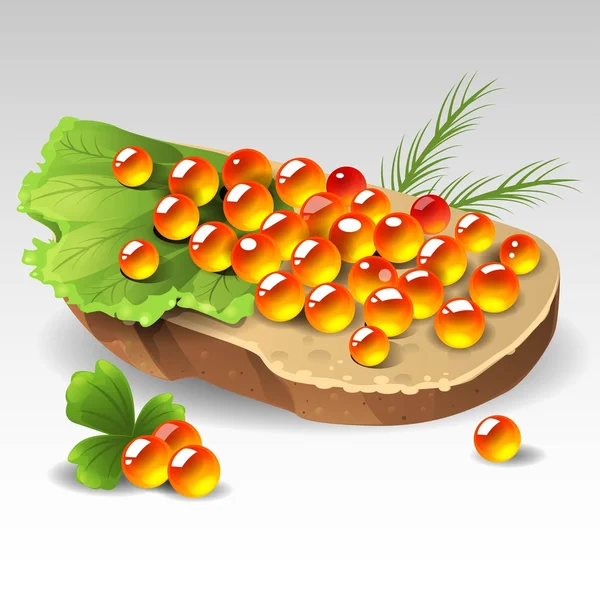 Sandwich with red caviar — Stock Vector