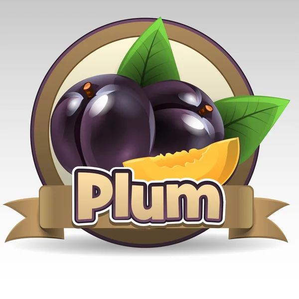 Plum label — Stockvector