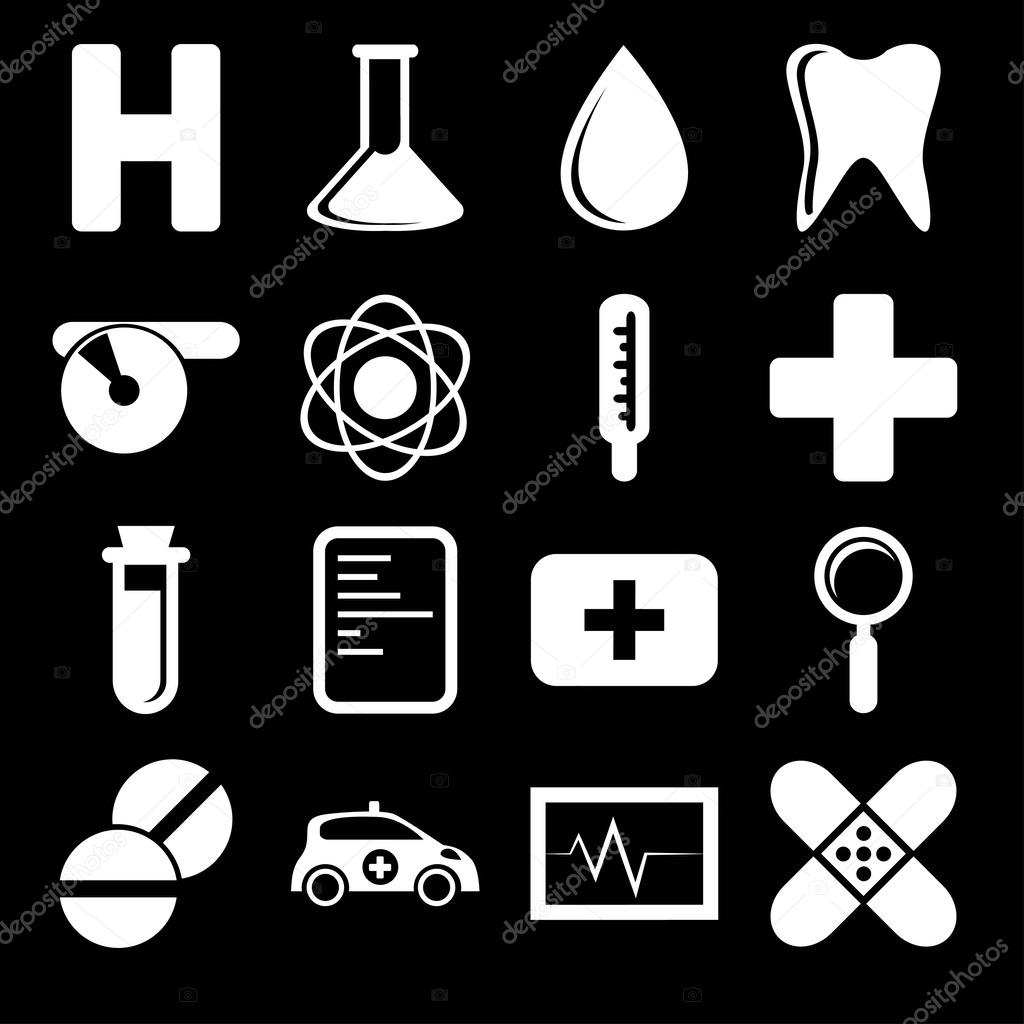 Black and white health icons
