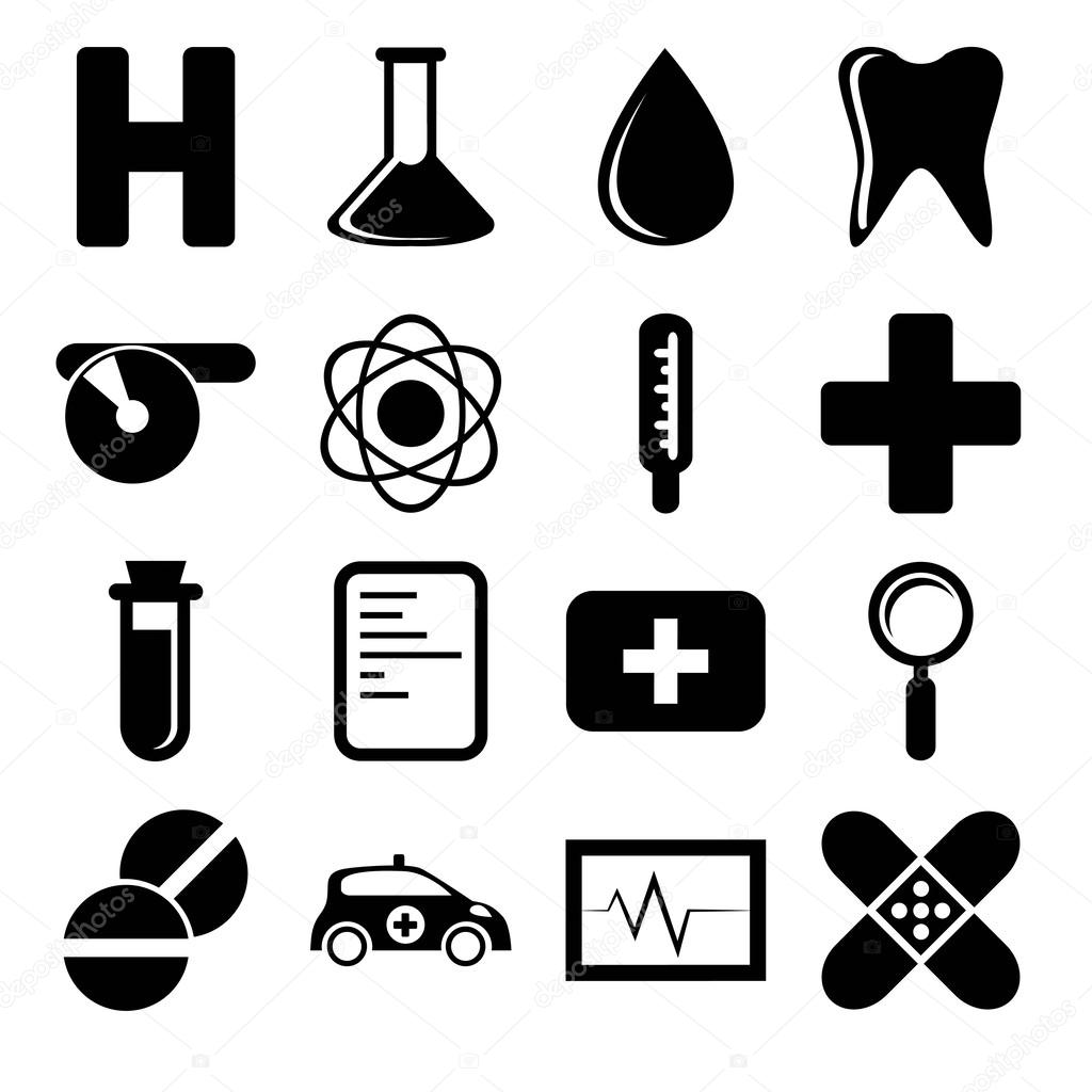 White and black health icons