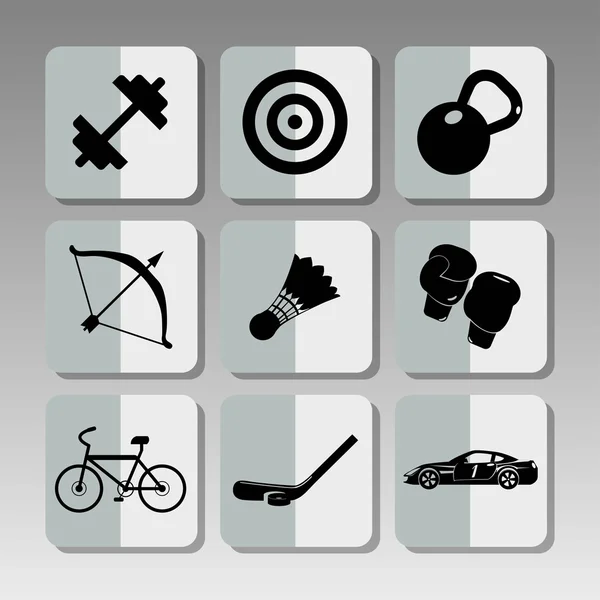 Zwart sport pictogrammen — Stockvector