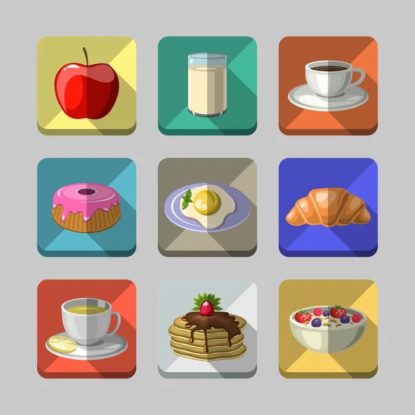 Iconos de desayuno — Vector de stock