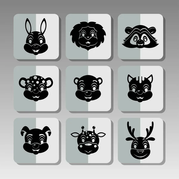 Fekete állatok ikonok 2 — Stock Vector