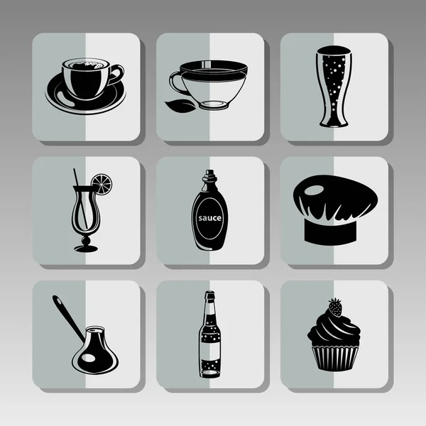 Zwarte restaurant icons 2 — Stockvector