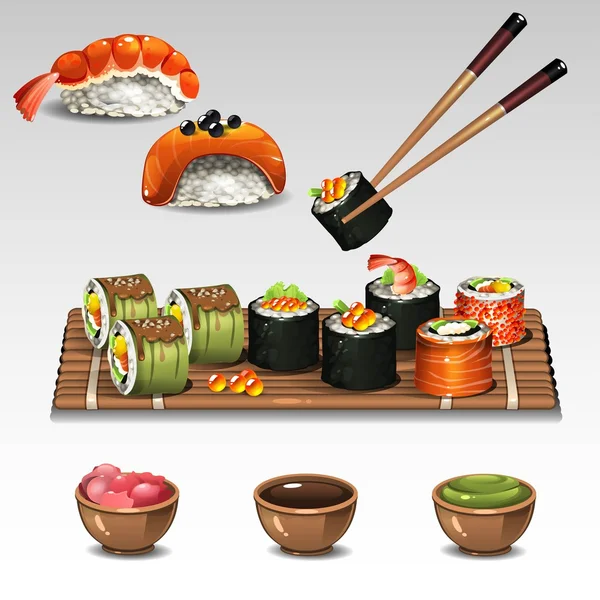 Composición de sushi — Vector de stock