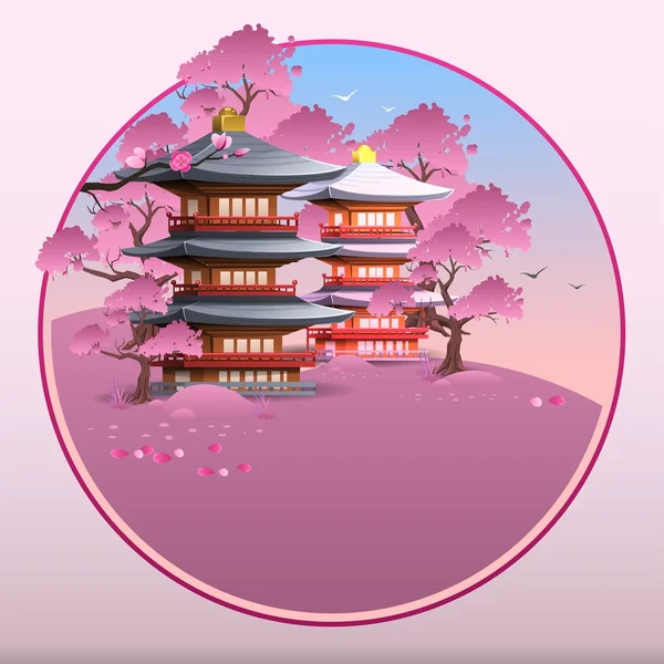 Japon manzara etiket