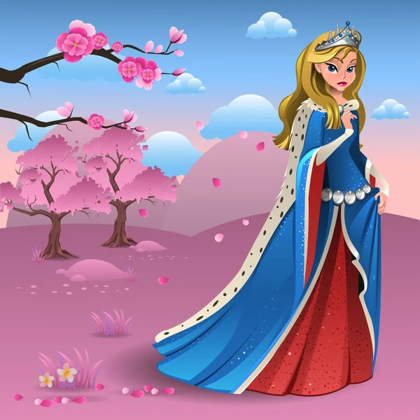 女王とピンクの風景 — ストックベクタ