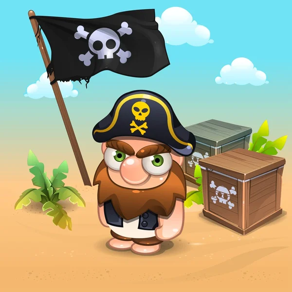 Pirate on the island 2 — Stock Vector