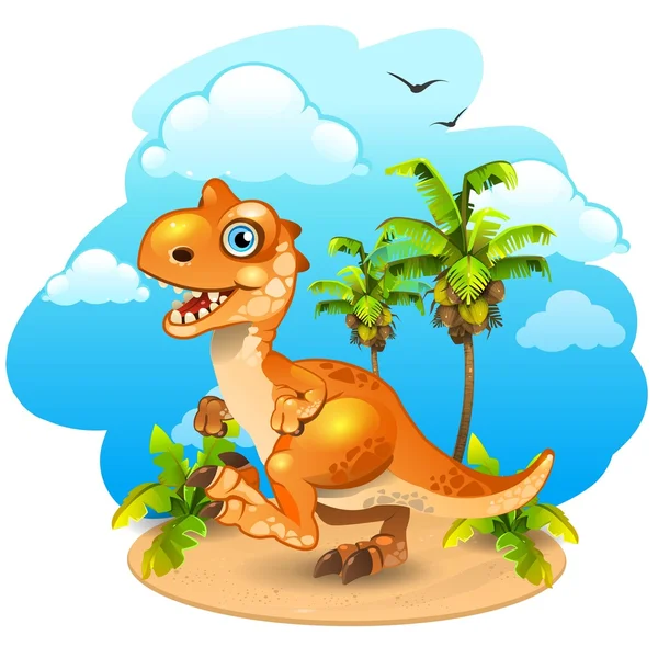 Dinosaurie med palm — Stock vektor