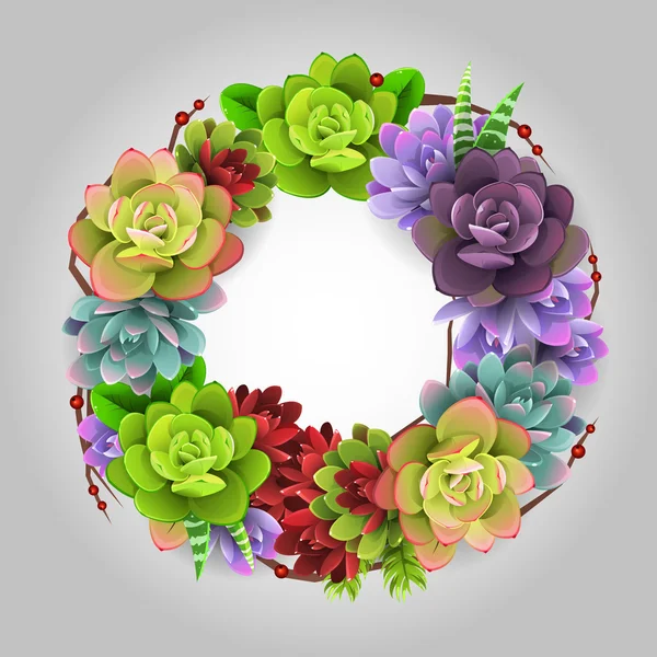 Color cactus wreath — Stock Vector