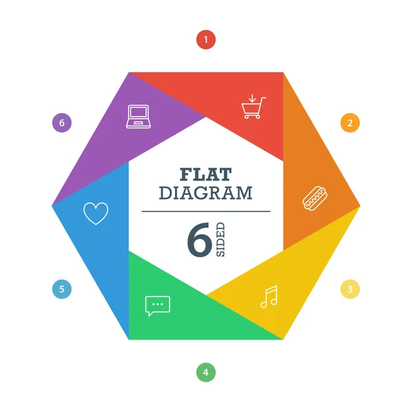 Flache Verschlussdiagramm-Vorlage für Ihre Geschäftspräsentation mit Symbolen. Vektor-Infografik-Design. — Stockvektor