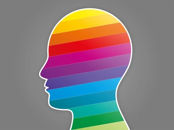 Regenboog spectrum puzzel hoofd — Stockvector