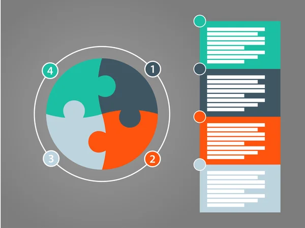 Espectro de arco-íris plano colorido modelo de infográfico apresentação de quebra-cabeça com campo de texto explicativo. Modelo gráfico vetorial . — Vetor de Stock