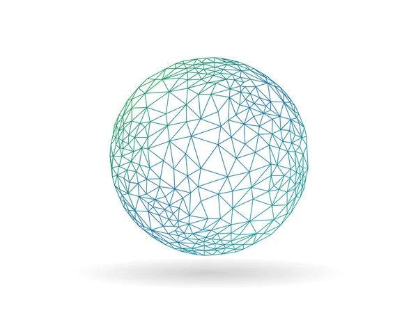 Geometrik geçiş poligonal küre. Olağandışı vektör grafik şablonu. Beyaz arka plan üzerinde izole.
