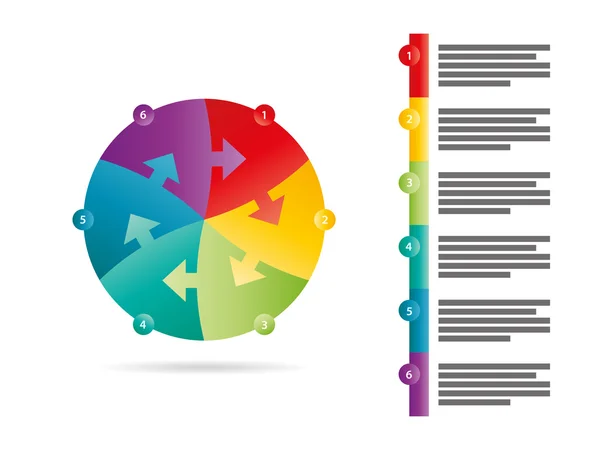 Plantilla infográfica de presentación de rompecabezas de color arco iris plano con campo de texto explicativo. plantilla gráfica vectorial . — Vector de stock