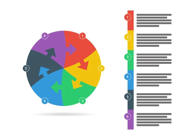 Platta rainbow spektrum färgade pussel infographic presentationsmall med förklarande text-fält. Vector grafisk mall. — Stock vektor