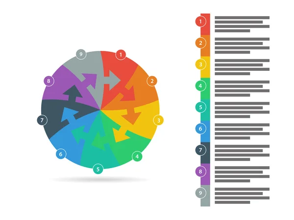 Šablona infographic plochá duhové spektrum barevných puzzle prezentace s vysvětlující text pole. Vektorové grafiky šablona. — Stockový vektor