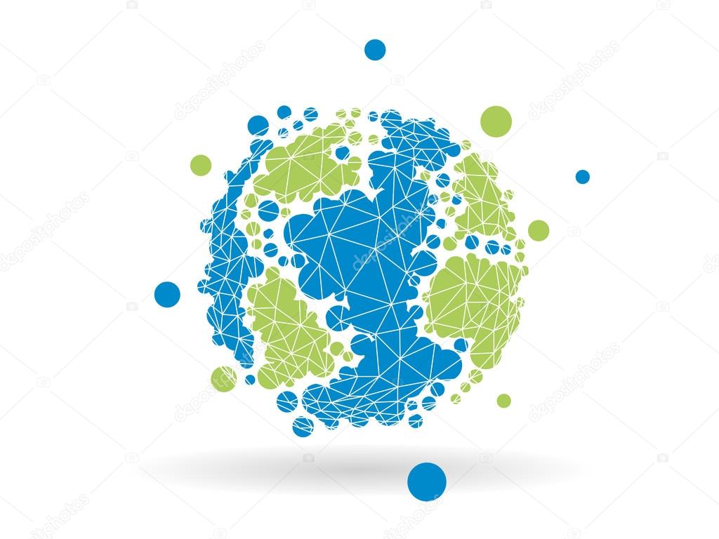 Colorful dotted geometric earth globe sphere. Vector graphic.