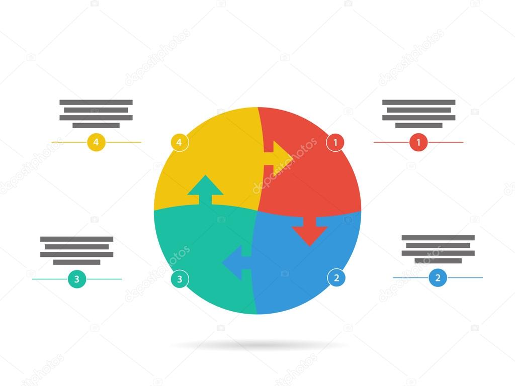 Flat rainbow spectrum colored puzzle presentation infographic template with explanatory text field. Vector graphic template.