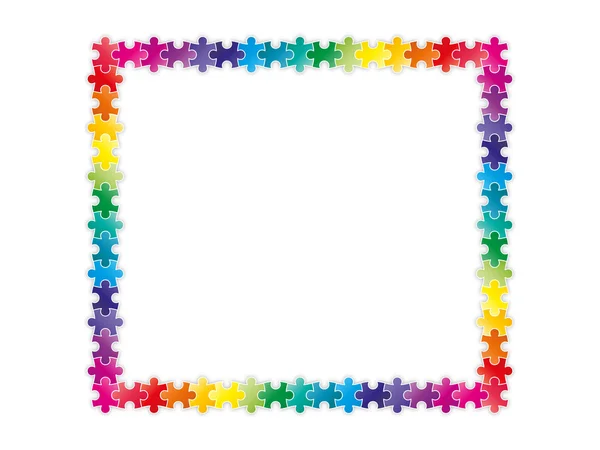 多色のジグソー パズル フレームの枠線 — ストックベクタ