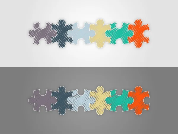 Modello infografico di presentazione di puzzle colorato con spettro arcobaleno piatto con campo di testo esplicativo. Modello grafico vettoriale . — Vettoriale Stock