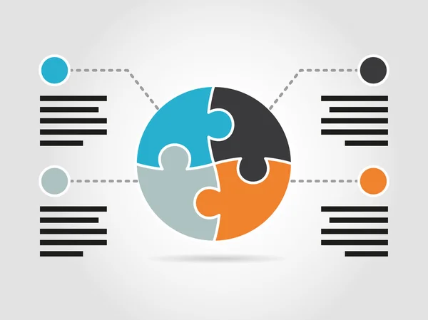 Plantilla infográfica de presentación de rompecabezas de color arco iris plano con campo de texto explicativo. plantilla gráfica vectorial . — Archivo Imágenes Vectoriales