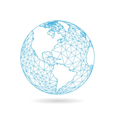 Geometrik soyut dünya küre konsept illüstrasyon. Işık beyaz arka plan üzerinde izole vektör grafik şablonu.