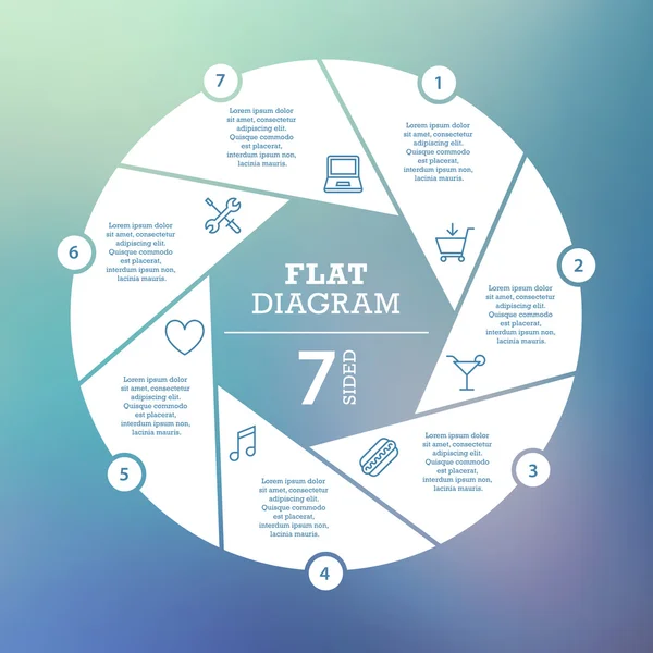 Platt slutaren diagram på suddig bakgrund. Mall för din företagspresentation med textområden och ikoner. Vector infographic grafisk design. Samling. — Stock vektor