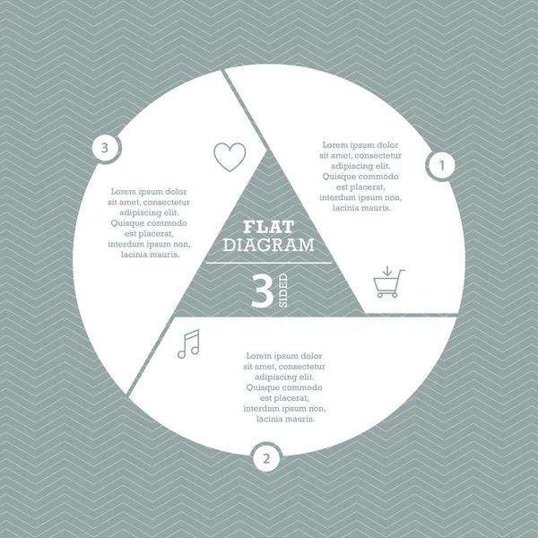 Modello di diagramma dell'otturatore piatto per la presentazione aziendale con aree di testo e icone. Sfondo strutturato. Grafica infografica vettoriale. Collezione . — Vettoriale Stock