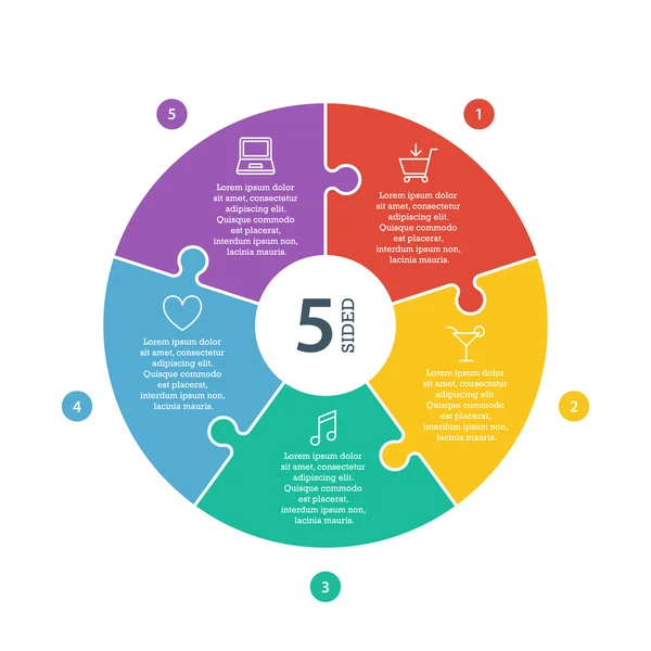 Beyaz arka plan üzerinde izole açıklayıcı metin alanı düz gökkuşağı spektrum renkli bulmaca sunu Infographic grafik sayılı. Vektör grafik şablonu. Koleksiyonu.
