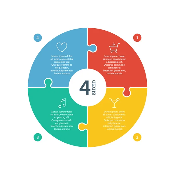 Beyaz arka plan üzerinde izole açıklayıcı metin alanı düz gökkuşağı spektrum renkli bulmaca sunu Infographic grafik sayılı. Vektör grafik şablonu. Koleksiyonu.