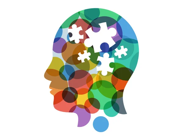 Bulmaca baş sunu vektör çizim grafik şablonunu beyaz arka plan üzerinde izole